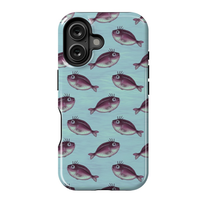 iPhone 16 StrongFit Funny Fish With Fancy Eyelashes Pattern by Boriana Giormova