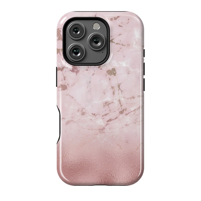 iPhone 16 Pro StrongFit Rose Gold Glitter Marble Blush by  Utart