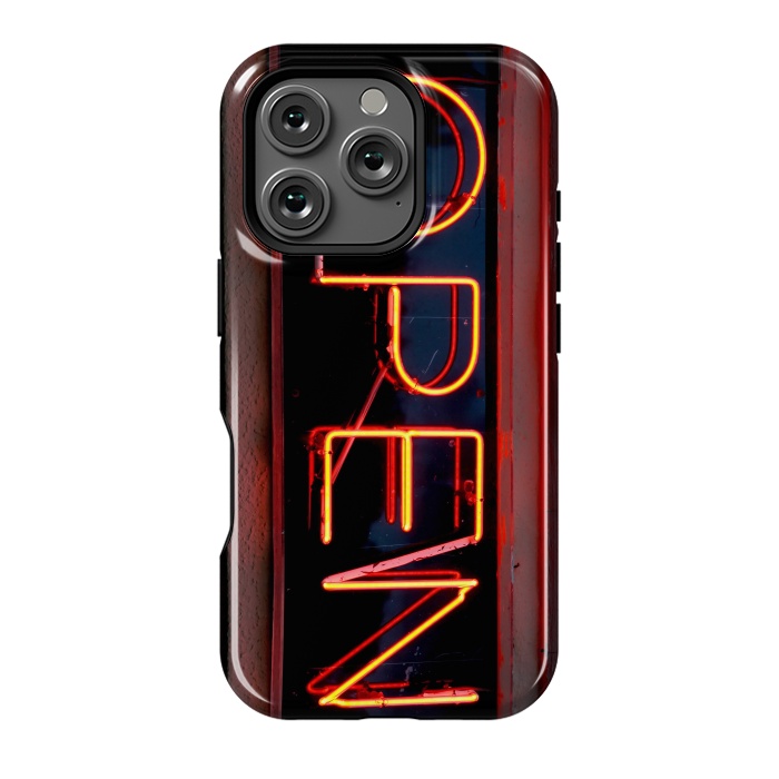 iPhone 16 Pro StrongFit Neon Sign Word Open by Andrea Haase