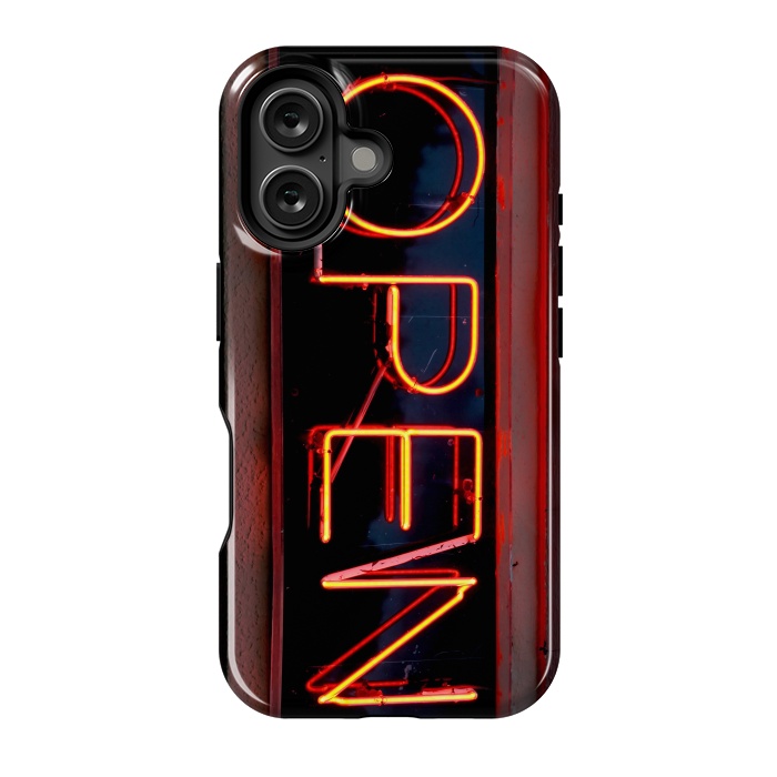 iPhone 16 StrongFit Neon Sign Word Open by Andrea Haase