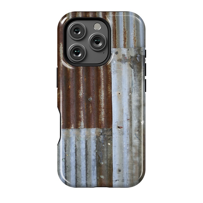 iPhone 16 Pro StrongFit Rusty Corrugated Metal Patches 2 by Andrea Haase