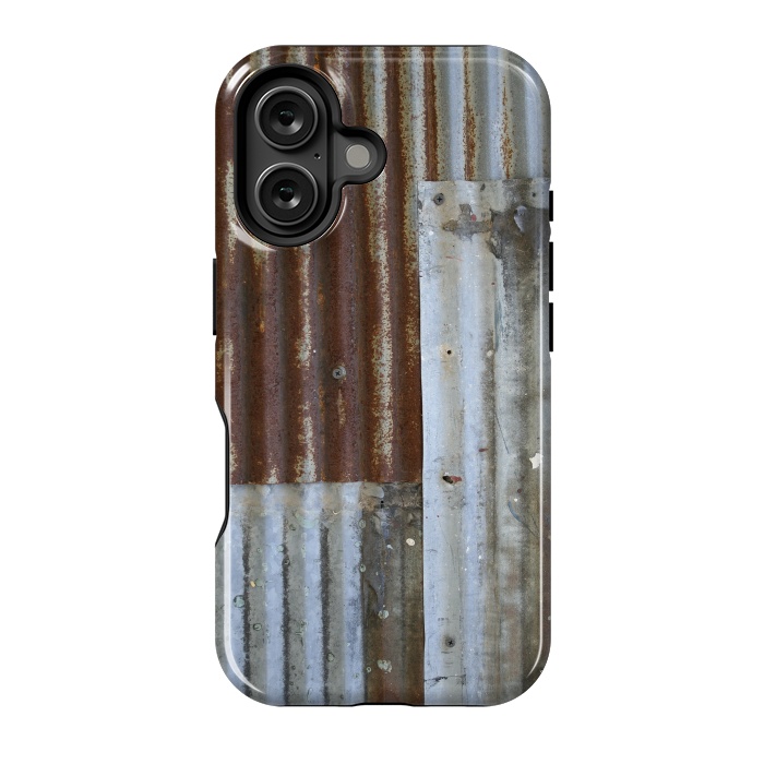 iPhone 16 StrongFit Rusty Corrugated Metal Patches 2 by Andrea Haase