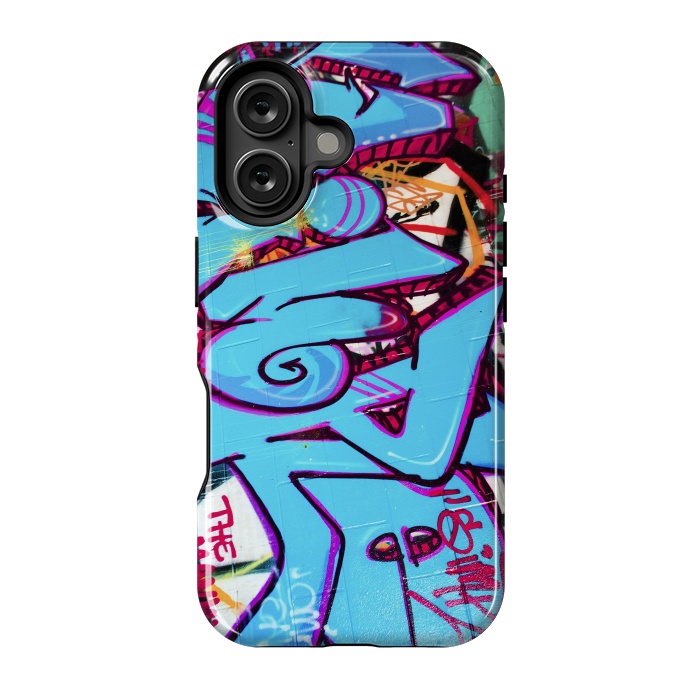 iPhone 16 StrongFit Blue Graffiti Tag by Andrea Haase