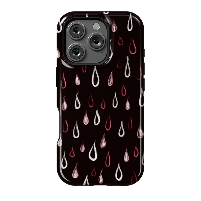 iPhone 16 Pro StrongFit Dark White And Red Raindrops Pattern by Boriana Giormova