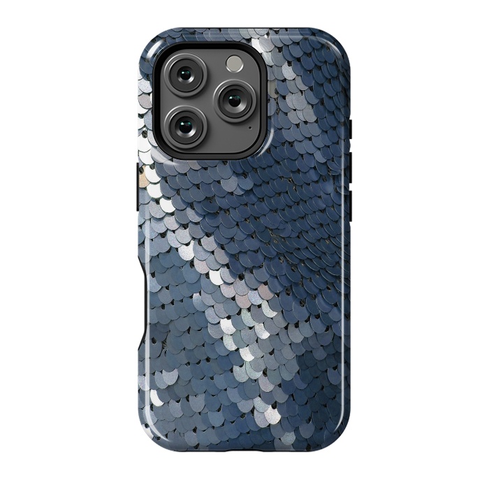 iPhone 16 Pro StrongFit Shiny Blue Gray Sequins by Andrea Haase