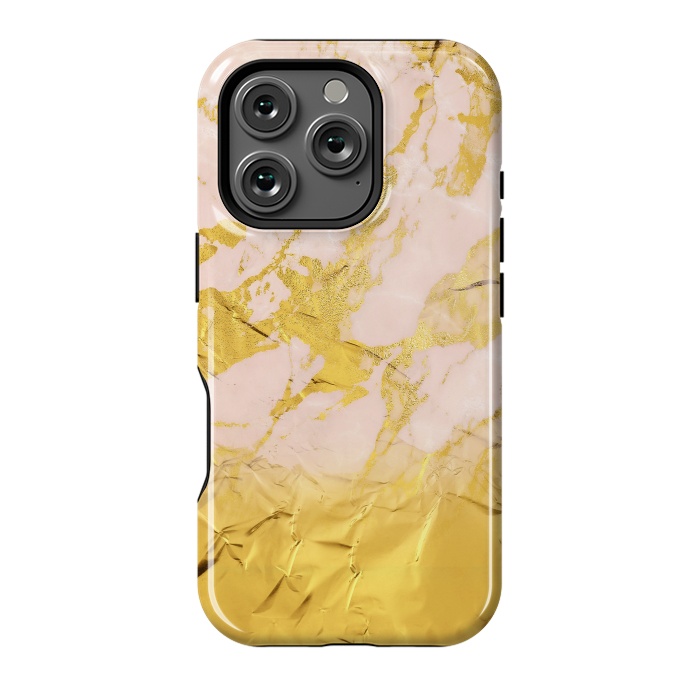 iPhone 16 Pro StrongFit Gold Foil and Pink Marble Glamour by  Utart