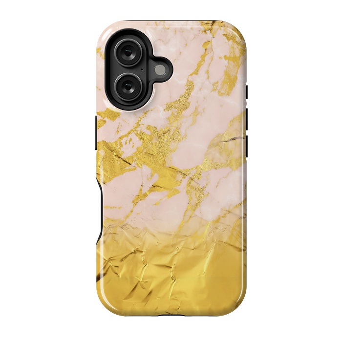 iPhone 16 StrongFit Gold Foil and Pink Marble Glamour by  Utart