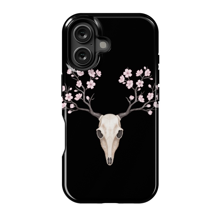 iPhone 16 StrongFit Deer skull black by Laura Nagel