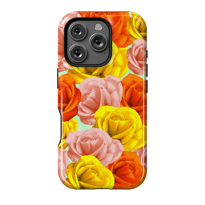 iPhone 16 Pro StrongFit Roses Pastel Colors Floral Collage by BluedarkArt