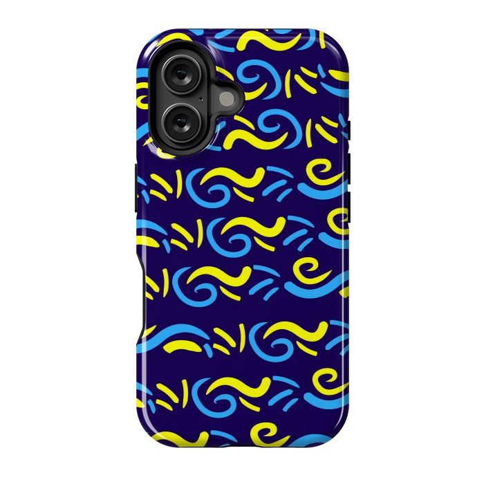 iPhone 16 StrongFit abstract pattern blue yellow by MALLIKA