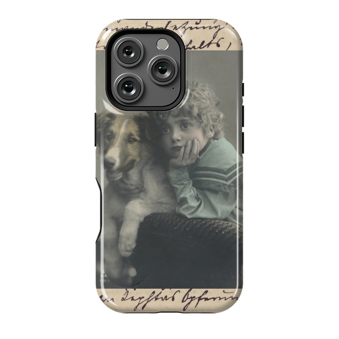 iPhone 16 Pro StrongFit Vintage Boy With Dog by Andrea Haase