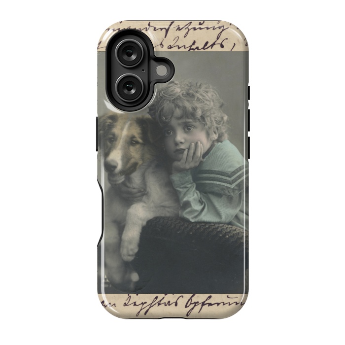 iPhone 16 StrongFit Vintage Boy With Dog by Andrea Haase