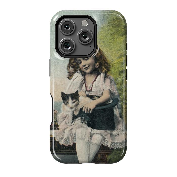 iPhone 16 Pro StrongFit Retro Girl With Cat by Andrea Haase