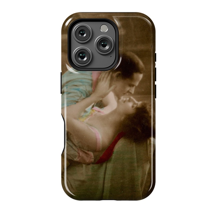 iPhone 16 Pro StrongFit Old Postcard Kissing Couple by Andrea Haase