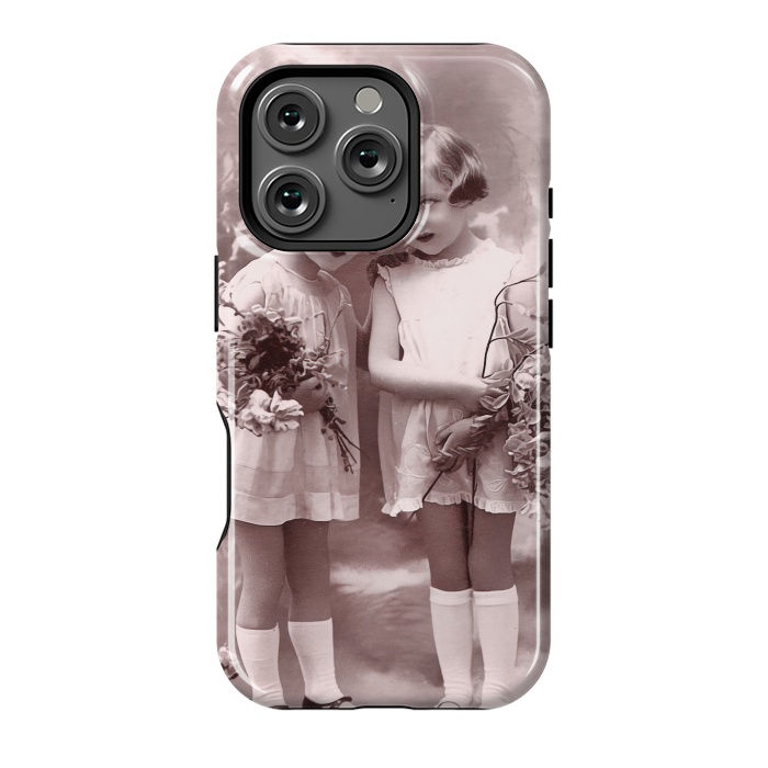 iPhone 16 Pro StrongFit Cute Retro Girls With Flowers by Andrea Haase