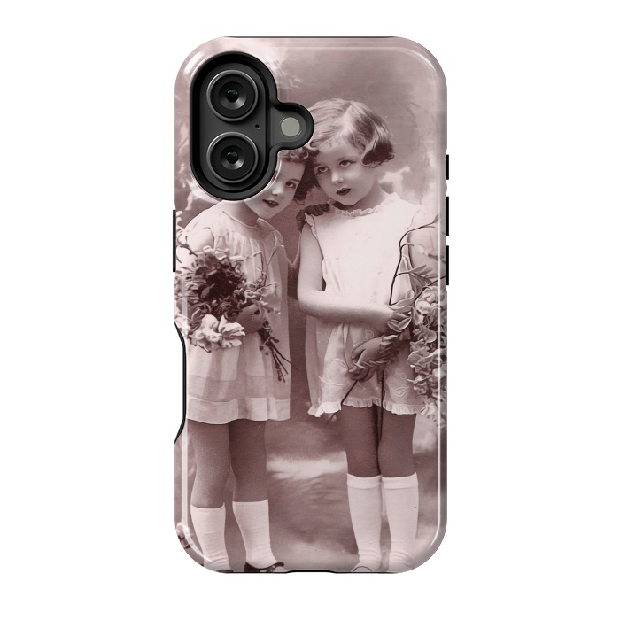 iPhone 16 StrongFit Cute Retro Girls With Flowers by Andrea Haase