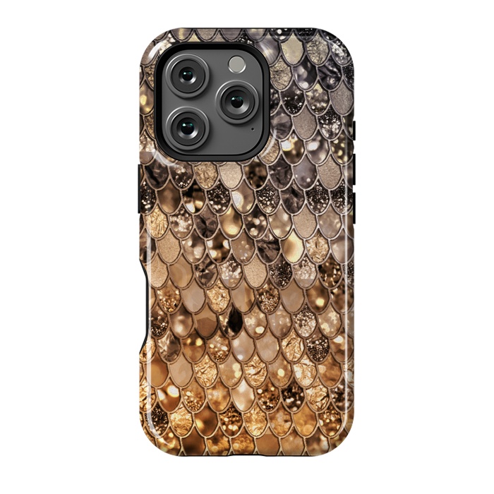 iPhone 16 Pro StrongFit Old Gold and Bronze Mermaid Scales Pattern by  Utart