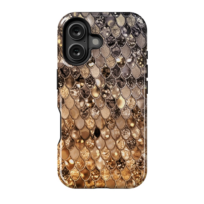 iPhone 16 StrongFit Old Gold and Bronze Mermaid Scales Pattern by  Utart