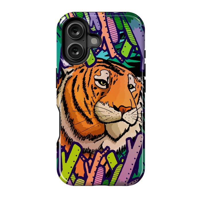 iPhone 16 StrongFit Tiger in the undergrowth  by Steve Wade (Swade)