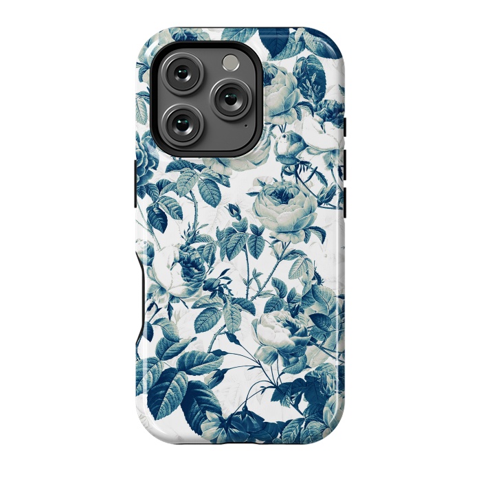 iPhone 16 Pro StrongFit Blue Vintage Rose Pattern  by  Utart