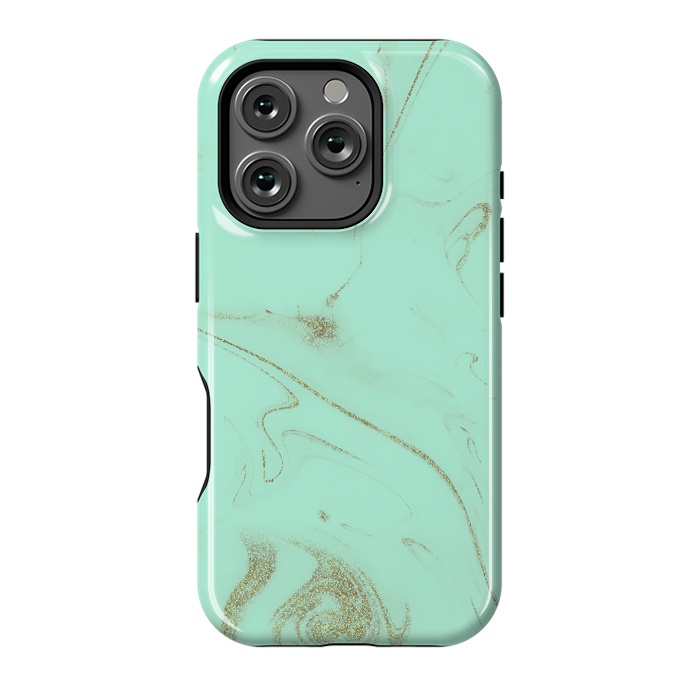 iPhone 16 Pro StrongFit Elegant gold and mint marble image by InovArts