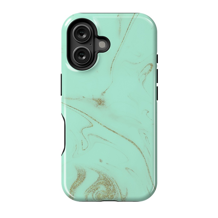 iPhone 16 StrongFit Elegant gold and mint marble image by InovArts