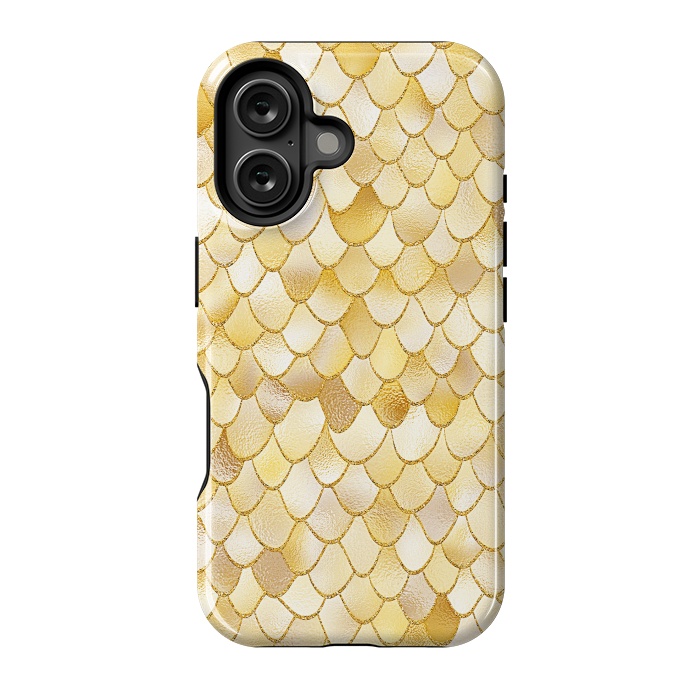 iPhone 16 StrongFit Gold Wonky Metal Mermaid Scales by  Utart