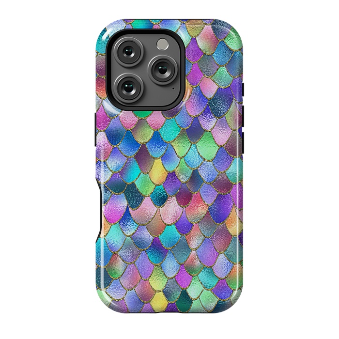 iPhone 16 Pro StrongFit Colorful Carnival Wonky Metal Mermaid Scales by  Utart