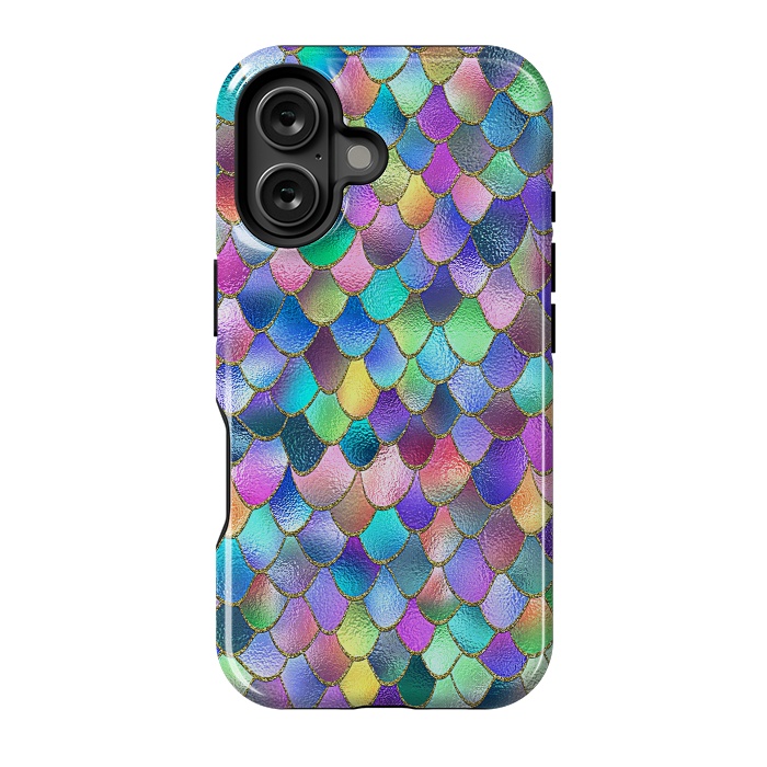 iPhone 16 StrongFit Colorful Carnival Wonky Metal Mermaid Scales by  Utart