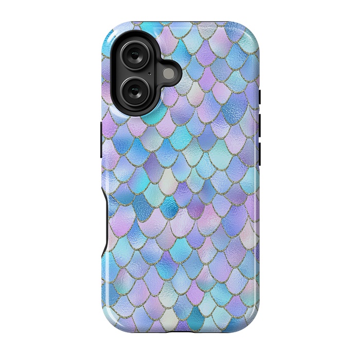 iPhone 16 StrongFit Lavender Wonky Metal Mermaid Scales by  Utart