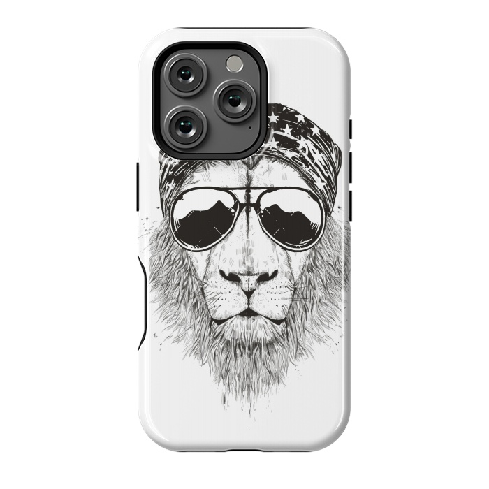 iPhone 16 Pro StrongFit Wild lion (bw) by Balazs Solti