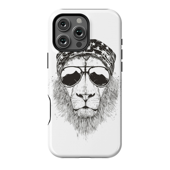 iPhone 16 Pro Max StrongFit Wild lion (bw) by Balazs Solti