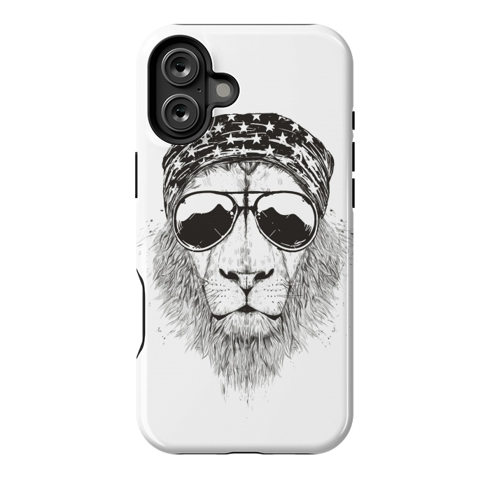 iPhone 16 Plus StrongFit Wild lion (bw) by Balazs Solti