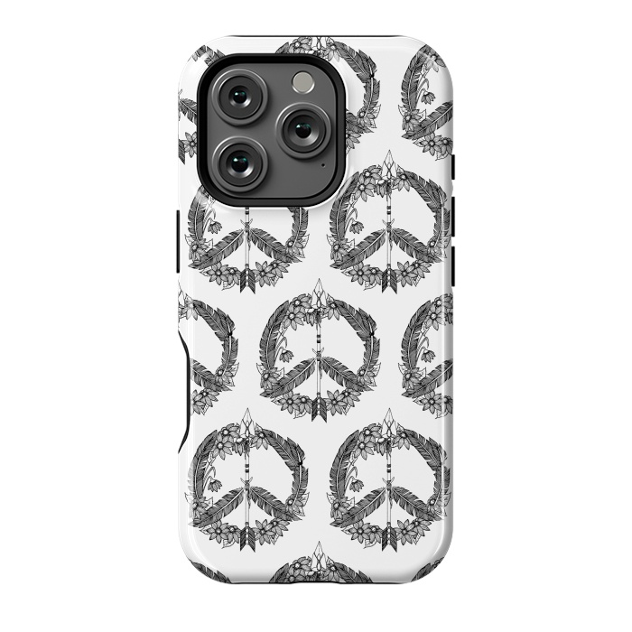 iPhone 16 Pro StrongFit Bohemian Peace Sign Print by Becky Starsmore