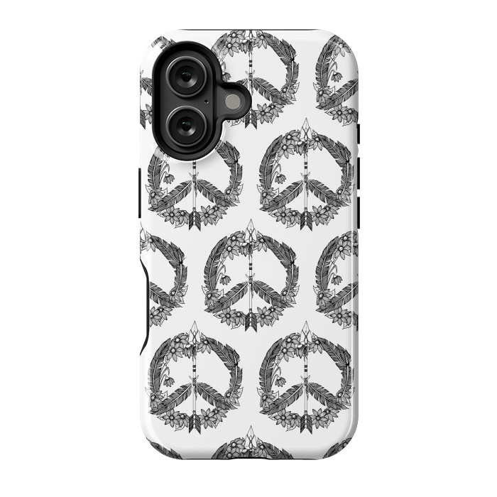 iPhone 16 StrongFit Bohemian Peace Sign Print by Becky Starsmore