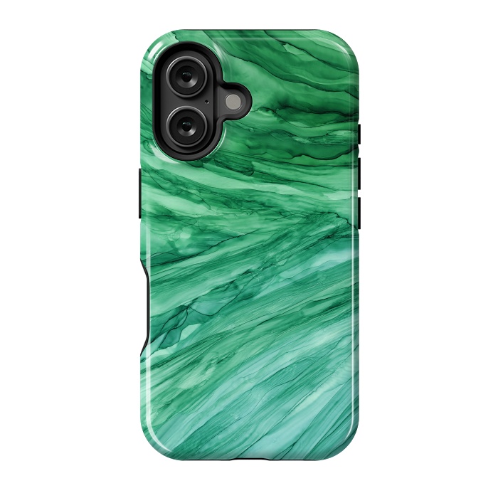 iPhone 16 StrongFit Emerald Green Marble by Becky Starsmore