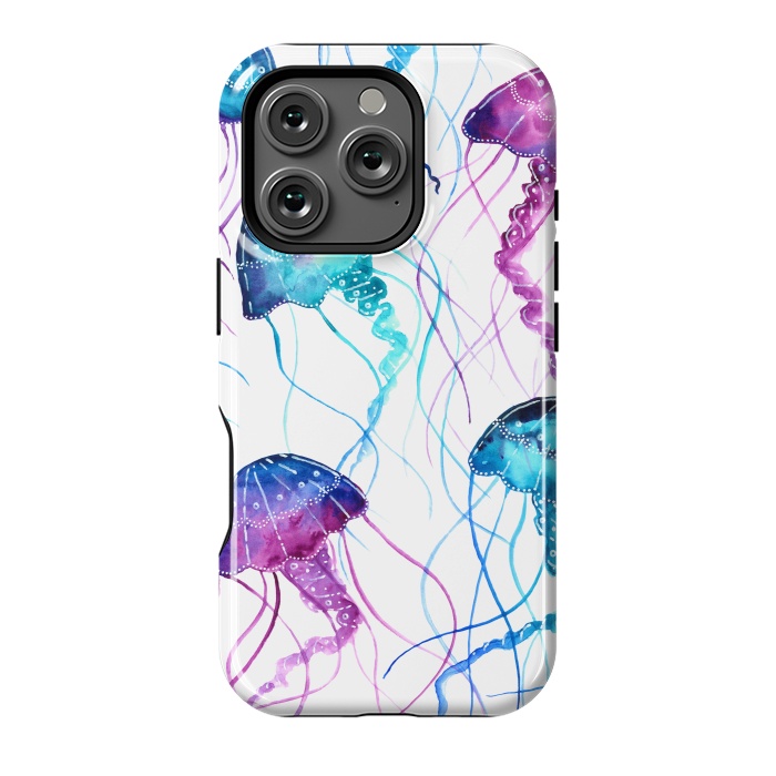 iPhone 16 Pro StrongFit Watercolor Jellyfish Print by Becky Starsmore