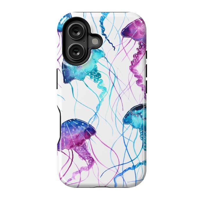 iPhone 16 StrongFit Watercolor Jellyfish Print by Becky Starsmore