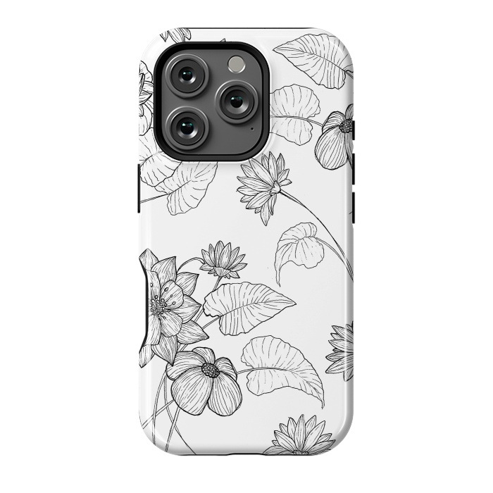 iPhone 16 Pro StrongFit Monochrome Sketchbook Floral by Becky Starsmore