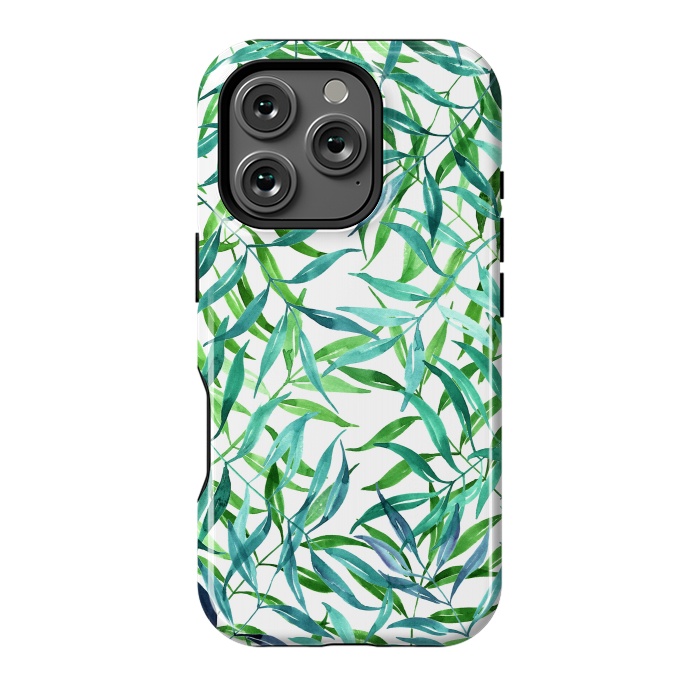 iPhone 16 Pro StrongFit Green Palm Leaf Print by Becky Starsmore