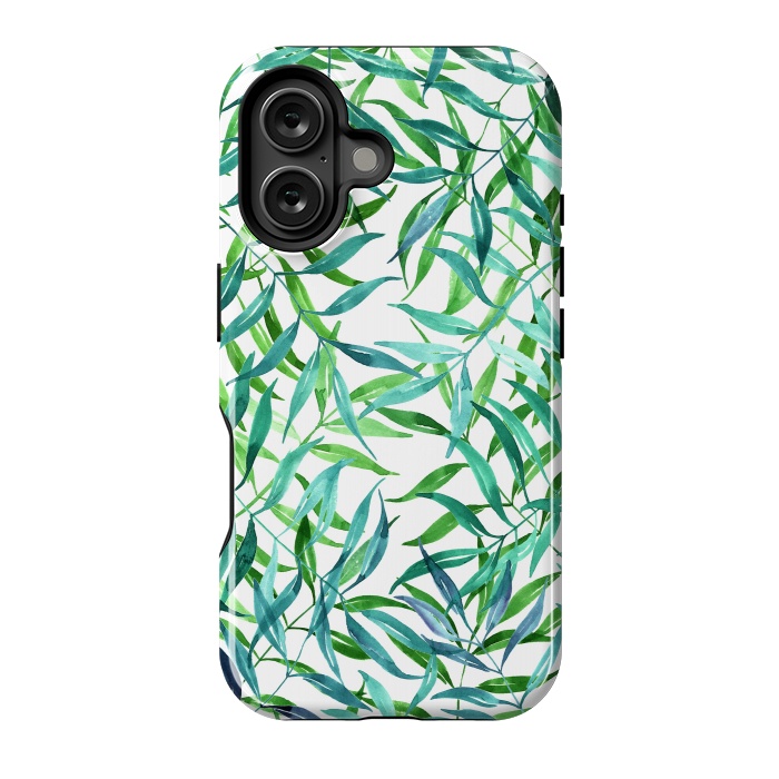 iPhone 16 StrongFit Green Palm Leaf Print by Becky Starsmore