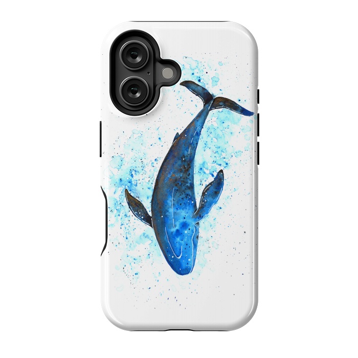 iPhone 16 StrongFit Watercolor Blue Whale Dive by Becky Starsmore