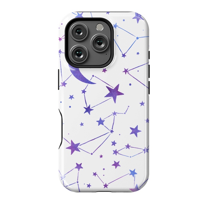 iPhone 16 Pro StrongFit Watercolor Star And Moon Constellations by Becky Starsmore