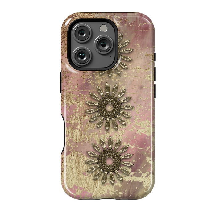 iPhone 16 Pro StrongFit Golden Embellishments On Pink And Gold by Andrea Haase