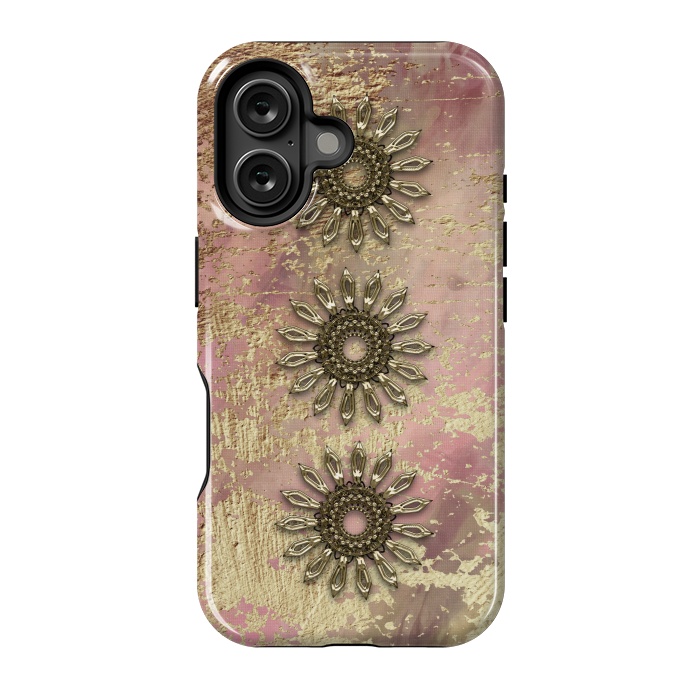 iPhone 16 StrongFit Golden Embellishments On Pink And Gold by Andrea Haase