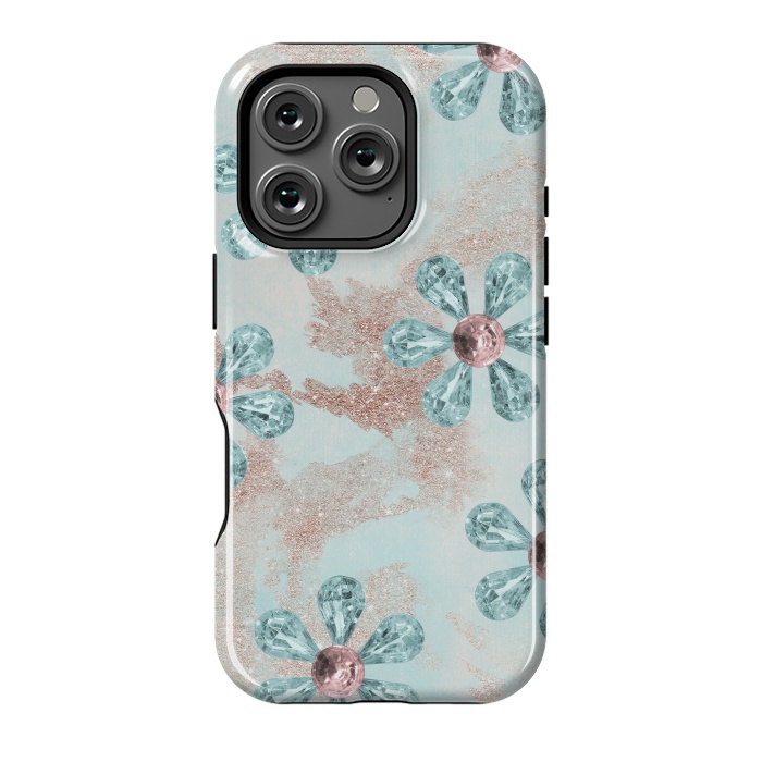 iPhone 16 Pro StrongFit Rhinesone Flower Sparkle by Andrea Haase