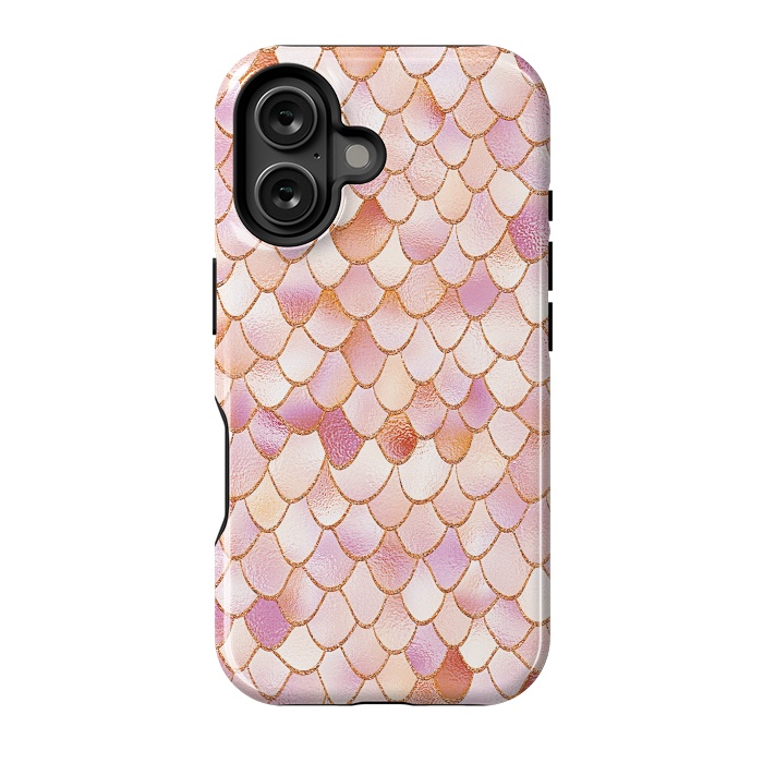 iPhone 16 StrongFit Wonky Rose Gold Mermaid Scales by  Utart