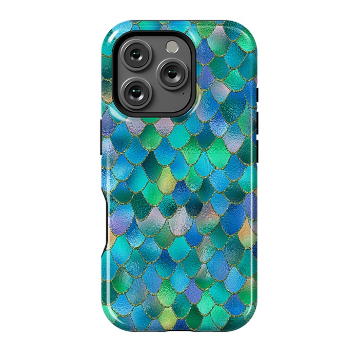 iPhone 16 Pro StrongFit Wonky Dark Ocean MEtal Mermaid Scales by  Utart