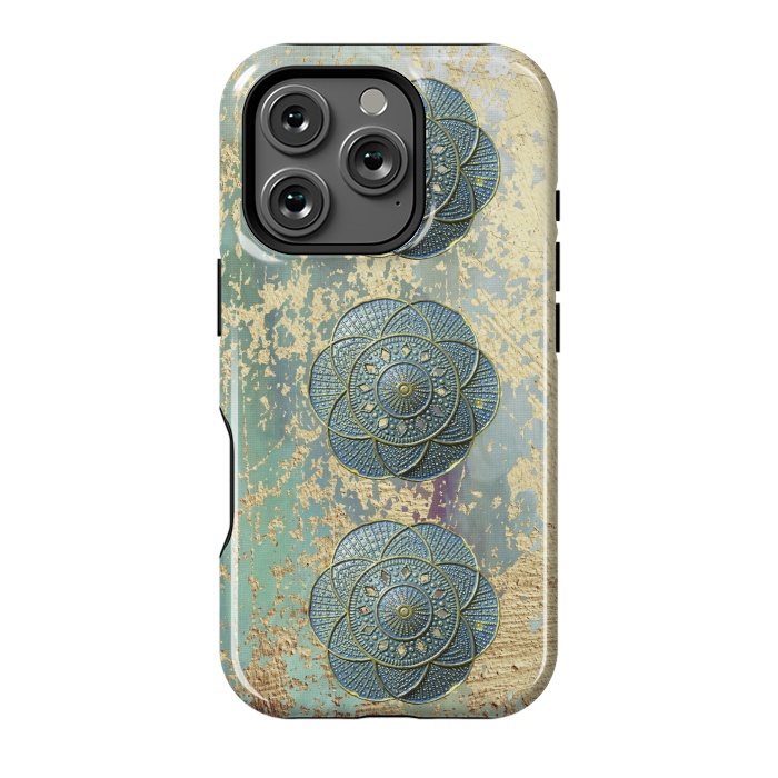 iPhone 16 Pro StrongFit Precious Embellishment On Gold And Teal by Andrea Haase