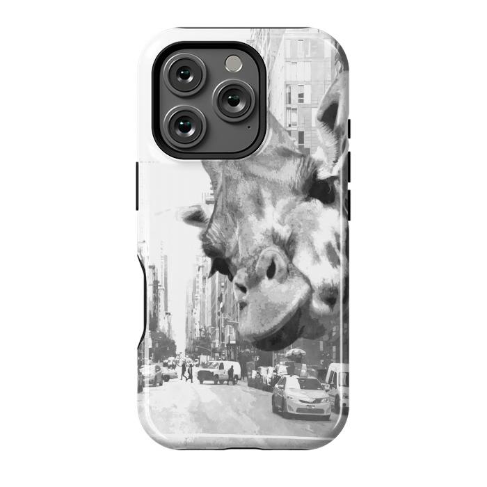 iPhone 16 Pro StrongFit Black and White Selfie Giraffe in NYC by Alemi